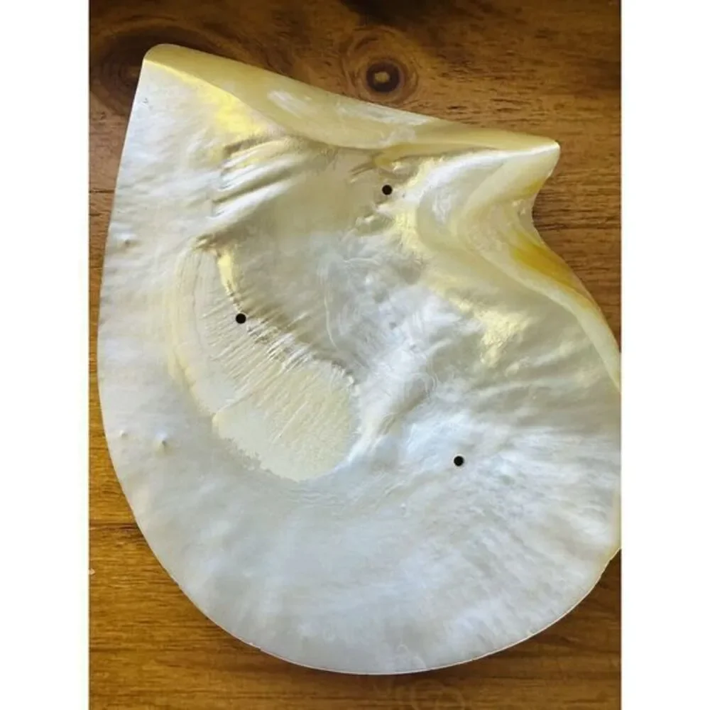 Vintage Large Genuine‎ Mother Of Pearl Sea Shell Caviar Dish Trinket Tray Plate